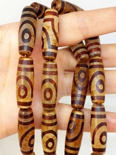 2 Göz Tibet Akik Taşı Silindir Kesim 10x30mm/adet (45798-1) thumbnail 3