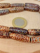 15 Göz Tibet Akik Taşı Silindir Kesim 10x30mm/adet (45802-1) thumbnail 1