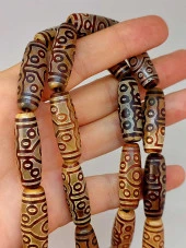 15 Göz Tibet Akik Taşı Silindir Kesim 10x30mm/adet (45802-1) thumbnail 2