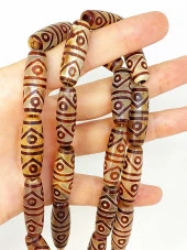 8 Göz Tibet Akik Taşı Silindir Kesim 10x30mm/adet (45806-1) thumbnail 2