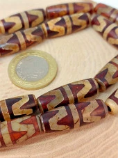 Çift Kaplan Dişi Tibet Akik Taşı Silindir Kesim 10x30mm Dizi (45808) thumbnail 2