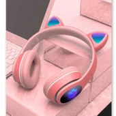 Kulaküstü Bluetooth Kulaklık RGB Işık Renki Çocuk Kedi L400 - 2