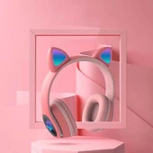 Kulaküstü Bluetooth Kulaklık RGB Işık Renki Çocuk Kedi L400 - 4