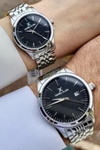 Daniel Klein DKISTE943 Kadranı Siyah Kordonu Gümüş Renk Sevgili Çift İki Kol Saati thumbnail 1