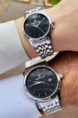 Daniel Klein DKISTE943 Kadranı Siyah Kordonu Gümüş Renk Sevgili Çift İki Kol Saati thumbnail 2