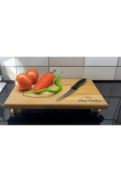 Ahşap 30x20 Cm Sebze Meyve Doğrama Ve Sunum Servis Tahtası 4 Ayaklı - 1