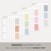Tarihsiz Üç Aylık Duvar Takvimi Seti, Üç Aylık Duvar Planlayıcısı, 90 Günlük Takvim, 90 Günlük Plan - 70x100cm thumbnail 2