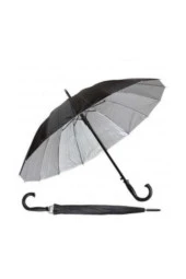 16 Telli Dışı Siyah Içi Gümüş Renk,baston Şemsiye 555-1 thumbnail 2
