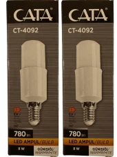 Cata CT-4092 8W 3200K (Günışığı) E14 Duylu Led Ampul (2 Adet) - 1