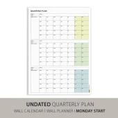 Tarihsiz Üç Aylık Duvar Takvimi, Yeşil, Üç Aylık Duvar Planlayıcısı, 90 Günlük Takvim, 90 Günlük Plan, 50x70cm - 2