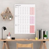 Tarihsiz Üç Aylık Duvar Takvimi, Pembe Renk, Üç Aylık Duvar Planlayıcısı, 90 Günlük Takvim, 90 Günlük Plan - 50x70cm - 1