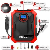 Kobb Kb200 12Volt 150 Psı Ayarlanabilir Dijital Basınç Göstergeli Hava Lastik Şişirme Pompası thumbnail 2
