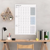 Tarihsiz Üç Aylık Duvar Takvimi, Gri Renk, Üç Aylık Duvar Planlayıcısı, 90 Günlük Takvim, 90 Günlük Plan - 50x70 cm - 1