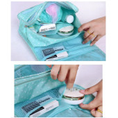 Çok Fonksiyonlu Askılı Makyaj Çantası Yeşil Puantiyeli (büyük boy) - 3