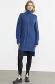 Tam Balıkçı Yaka Triko Tunik - Indigo - 1
