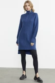 Tam Balıkçı Yaka Triko Tunik - Indigo - 2