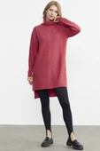 Tam Balıkçı Yaka Triko Tunik - Mercan - 3