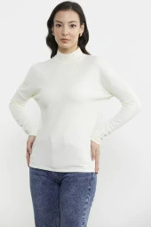 Omuz Detaylı Triko Kazak - Kemik thumbnail 3