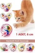 Kafesli Renkli Fareli Kedi Köpek Oyun Topu 6 cm thumbnail 1