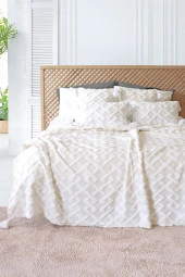 Iskandinav Yatak Örtüsü ÇK Set Elda Ekru thumbnail 1