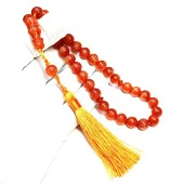 Küre Model İp Püsküllü 9-9mm Sim Yaldızlı Sıkma Kehribar Tesbih thumbnail 1