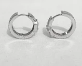 Baget Modeli Sıra Taşlı Beyaz Altın Küpe - 2