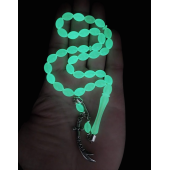 Kedi Gözü Tesbih,Karanlıkta Parlayan Gece Yanan Fosforlu Tespih,metal Püskül Zülfikar Kılıç Modeli - 2