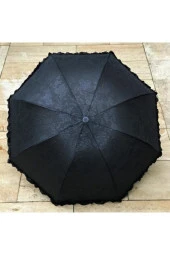 Siyah Çiçek Desenli Şemsiye thumbnail 1