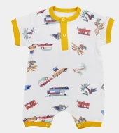 uğurböceğiçocuk Tiffany Baby Caravan Theme Yarım Kol Kısa Bebek Tulumu 12026 - 1