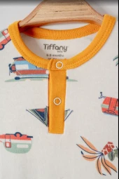 uğurböceğiçocuk Tiffany Baby Caravan Theme Yarım Kol Kısa Bebek Tulumu 12026 - 3