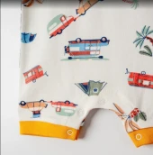 uğurböceğiçocuk Tiffany Baby Caravan Theme Yarım Kol Kısa Bebek Tulumu 12026 - 5
