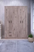 ABETE MOBİLYA 4 Kapılı 2 Çekmeceli 2 Askılıklı Gardırop (ELBİSE DOLABI-YÜKLÜK) / Atlantik Çam - 2