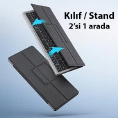 Coofbe 2in1 Telefon Tablet Laptop Bluetooth Kablosuz Klavye Touchpad Ve Stand Şarjlı Bluetooth Klavye - 2