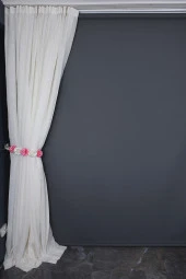 KETEN 1525 MODEL KREM RENK TEK KANAT Hazır dikilmiş Pileli Fon Perde 300*260 cm thumbnail 8