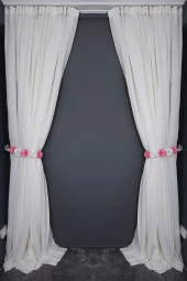 KETEN 1525 MODEL KREM RENK TEK KANAT Hazır dikilmiş Pileli Fon Perde 300*260 cm thumbnail 10