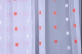 TERGAL KIRMIZI-BEYAZ KARELİ BEYAZ RENK TEK KANAT Hazır Dikilmiş Pileli Fon Perde 300*260 Cm thumbnail 6