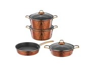 Brioni Copper 7 Parça Tencere Seti - Bakır thumbnail 7