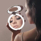 Valkyrie 1X 5X LED Işıklı Makyaj Aynası - Cep Çanta Cüzdan Aynası - 4