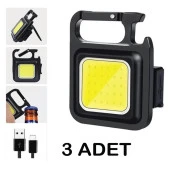 3 Adet LED Mini Anahtarlık Fener Şarjlı Kamp Balıkçı Tamirci Için Çalışma Feneri Çok Fonksiyonlu Taşınabilir - 1