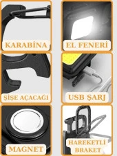 3 Adet LED Mini Anahtarlık Fener Şarjlı Kamp Balıkçı Tamirci Için Çalışma Feneri Çok Fonksiyonlu Taşınabilir - 2