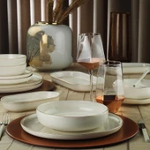 Kütahya Porselen Bone Moderna 26 Parça 6 Kişilik Yemek Takımı - Altın File thumbnail 2