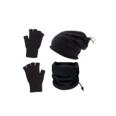 KARCAMP UNISEX 3'LÜ POLAR BERE-BOYUNLUK-KESİK ELDİVEN SETİ - 1
