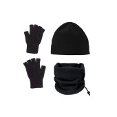 KARCAMP UNISEX 3'LÜ POLAR BOYUNLUK-BANTLI BERE-KESİK ELDİVEN SETİ - 1