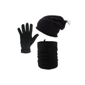 KARCAMP UNISEX 3'LÜ POLAR BERE-BOYUNLUK-ELDİVEN SETİ (SİYAH) - 1