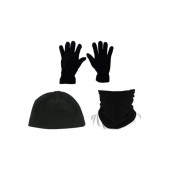 KARCAMP UNISEX 3'LÜ POLAR BOYUNLUK-BANTLI BERE-ELDİVEN SETİ (SİYAH) - 1