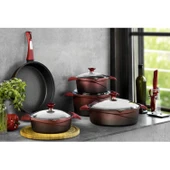 Aryıldız Flipper Döküm Kırmızı Siyah 9 Parça Tencere Takımı thumbnail 1