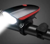 Xbyc 6163 Usb Şarjlı 250 Lümen 140 Db Yüksek Sesli Bisiklet Ön Farı Ve Korna Kırmızı - 1