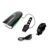 Xbyc 6163 Usb Şarjlı 250 Lümen 140 Db Yüksek Sesli Bisiklet Ön Farı Ve Korna Yeşil thumbnail 1