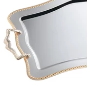 Nehir Zincir Altın Kahve Tepsisi - 36x26 Cm - 2
