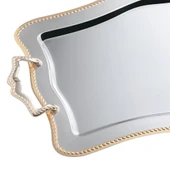 Nehir Zincir Altın Kahve Tepsisi - 36x26 Cm thumbnail 2